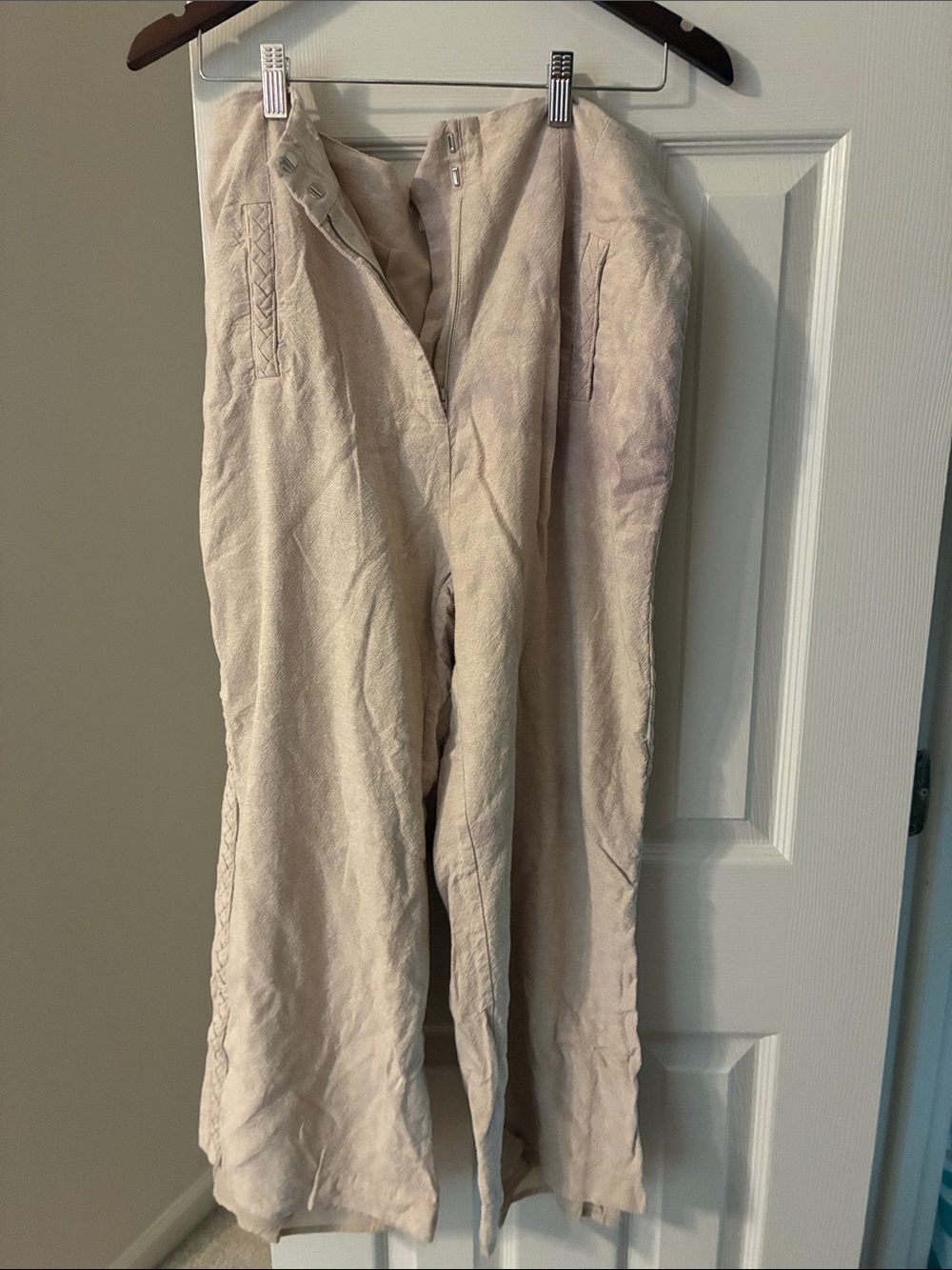 Jason Wu Cream Wide-Leg Textured Pants
